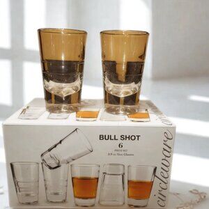 Circleware Bull Shot Glass Set of 6, 2.7oz Clear Glasses for Whiskey, Tequila